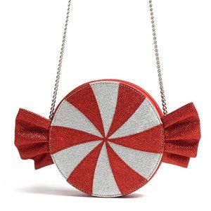 Red & Silver Sparkly Peppermint Candy Crossbody